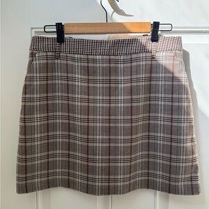 Topshop Brown Plaid Mini Skirt
